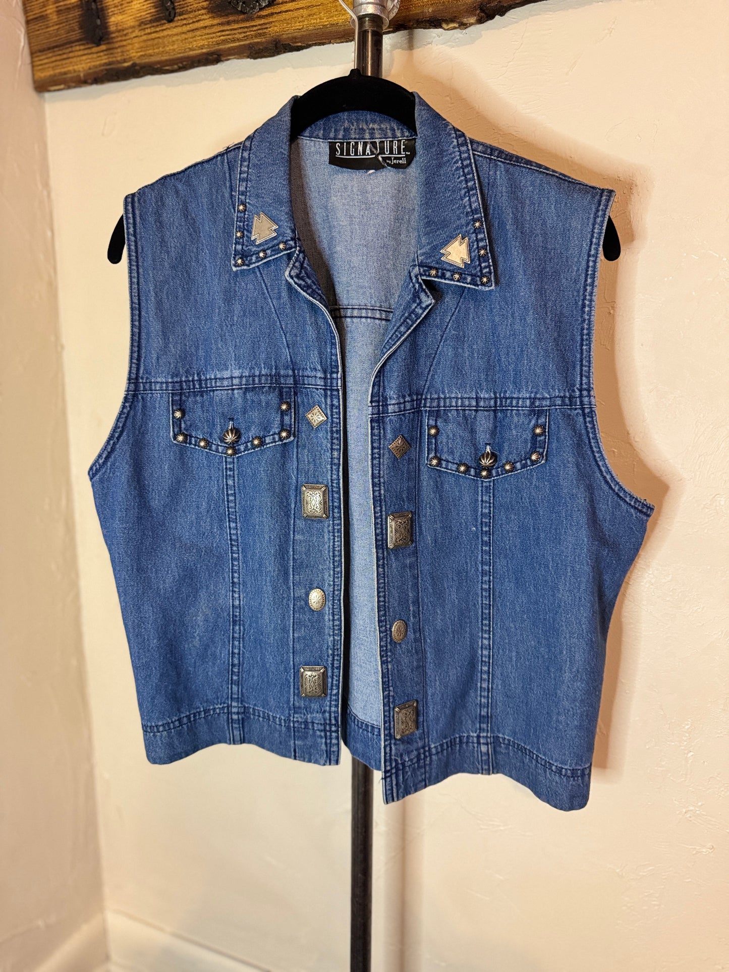 Signature Denim Concho Vest- Large