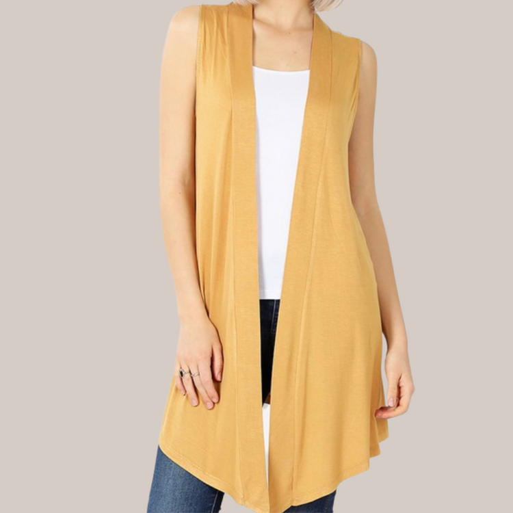 Mustard Sleeveless Cardigan